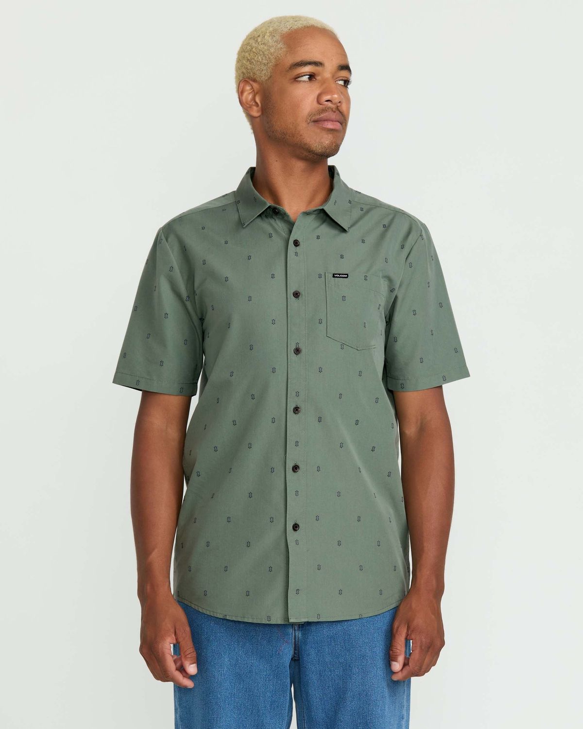Volcom Men&#39;s Bankstone SS Shirt - Light Olive