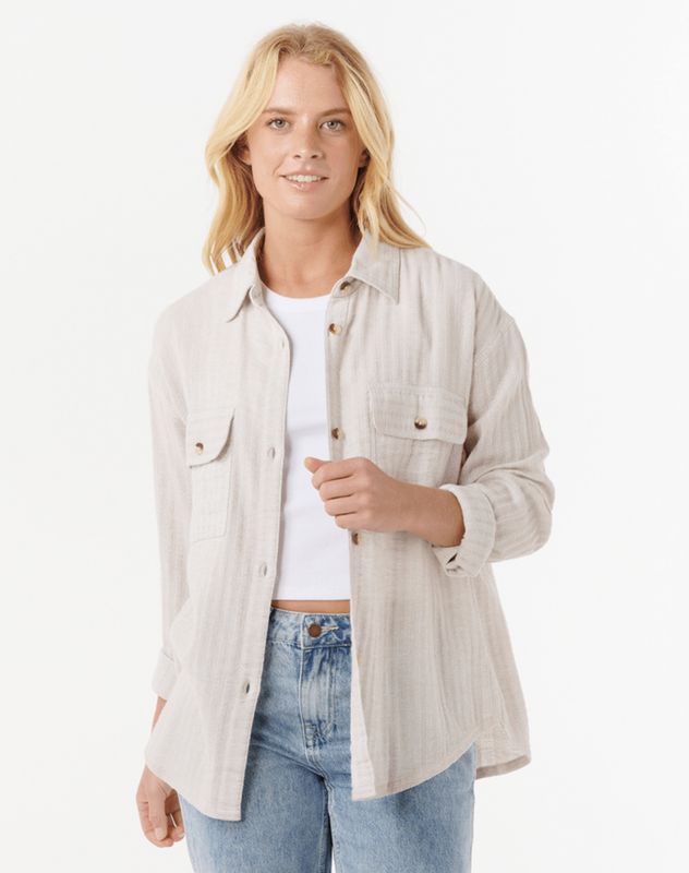 Rip Curl W Oceanic Textured Shacket - Moonbeam