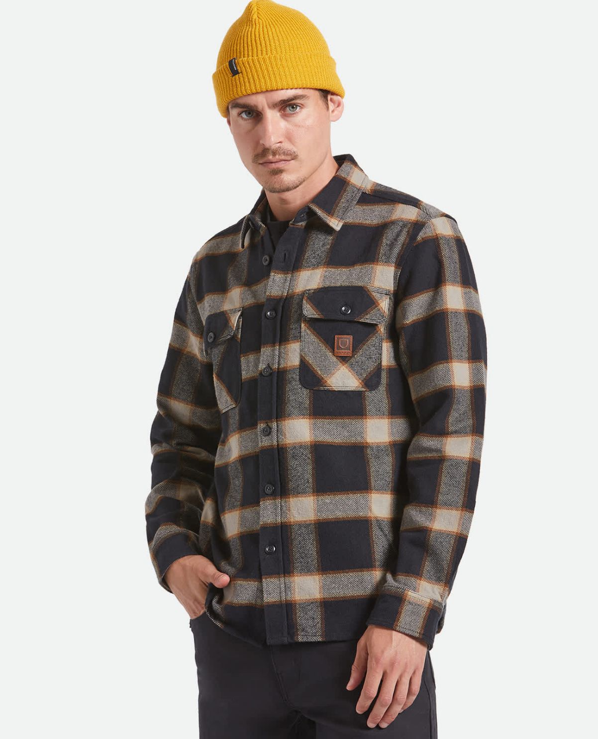 Brixton Bowery Heavy Weight LS  Flannel- Blk/Cream