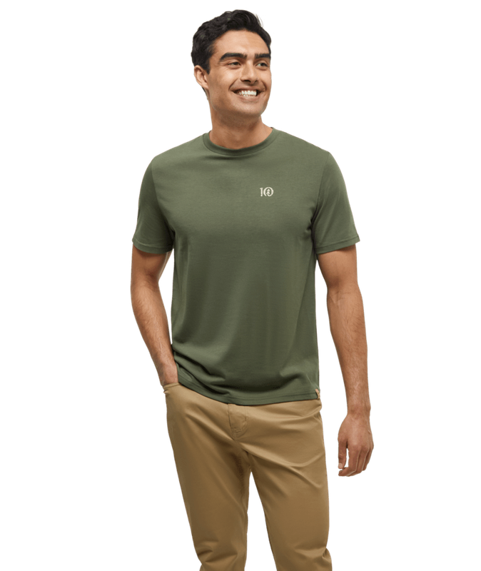 Tentree Men Woodblock Ten Tee - Olive Sunray