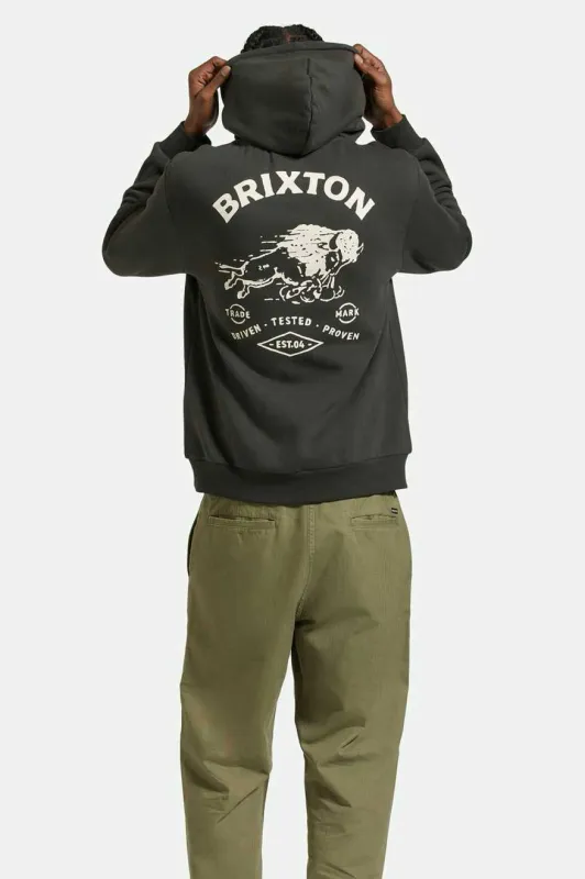 Brixton Men's Charging Buffalo Hoodie - Washed Black