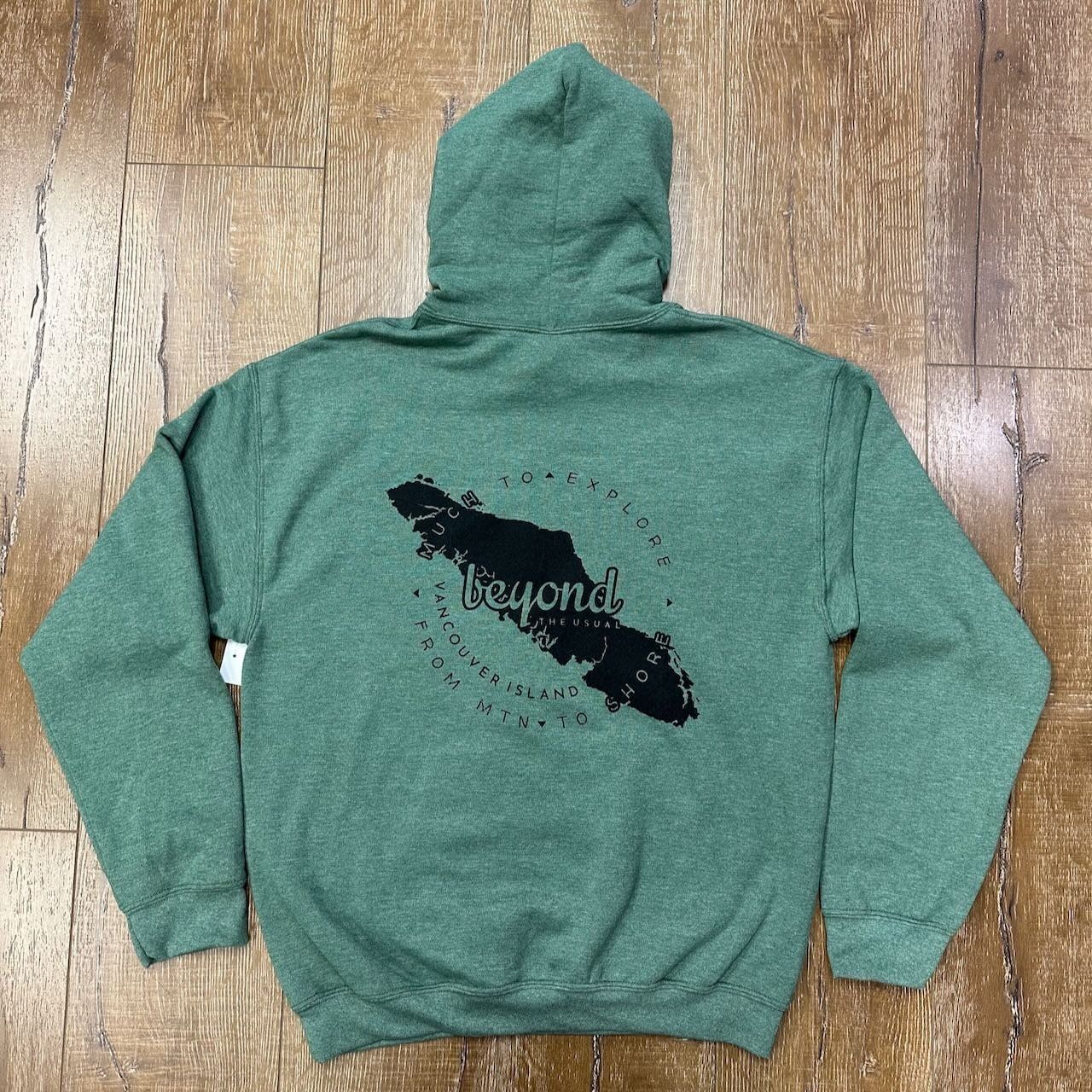 BTU Adult Unisex VanIsle Map Hoodie - Heather Dk Green