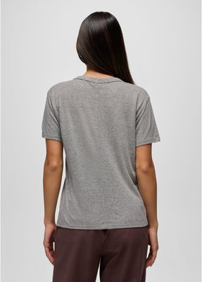 Prana Women Cozy Up SS Crew Tee - Heather Grey