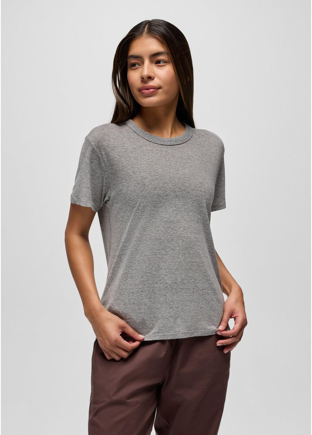Prana Women Cozy Up SS Crew Tee - Heather Grey