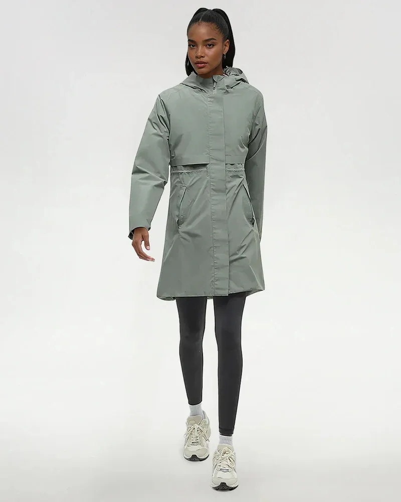 Tentree Women Nimbus Long Rain Jacket - Agave