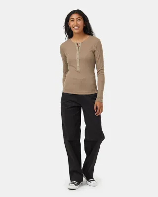 Tentree W Rib Snap Henley - Fossil