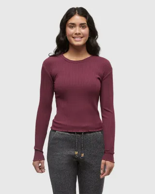 Tentree W Newell Longsleeve - Deep Burgundy