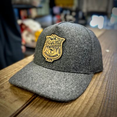 BTU Adjustable Hat Mid Crown Curve Brim 5 Panel - Badge