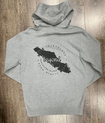 BTU Adult Unisex VanIsle Map Zip Hoodie - Gunmetal Heather