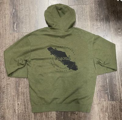 BTU Adult Unisex VanIsle Map Zip Hoodie - Army Heather