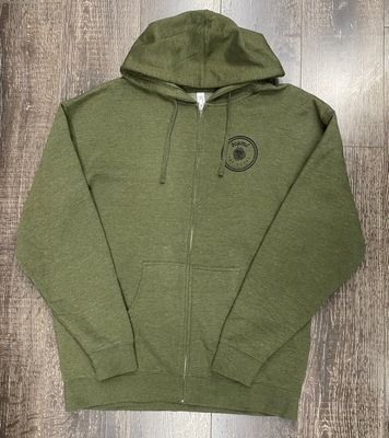 BTU Adult Unisex VanIsle Map Zip Hoodie - Army Heather