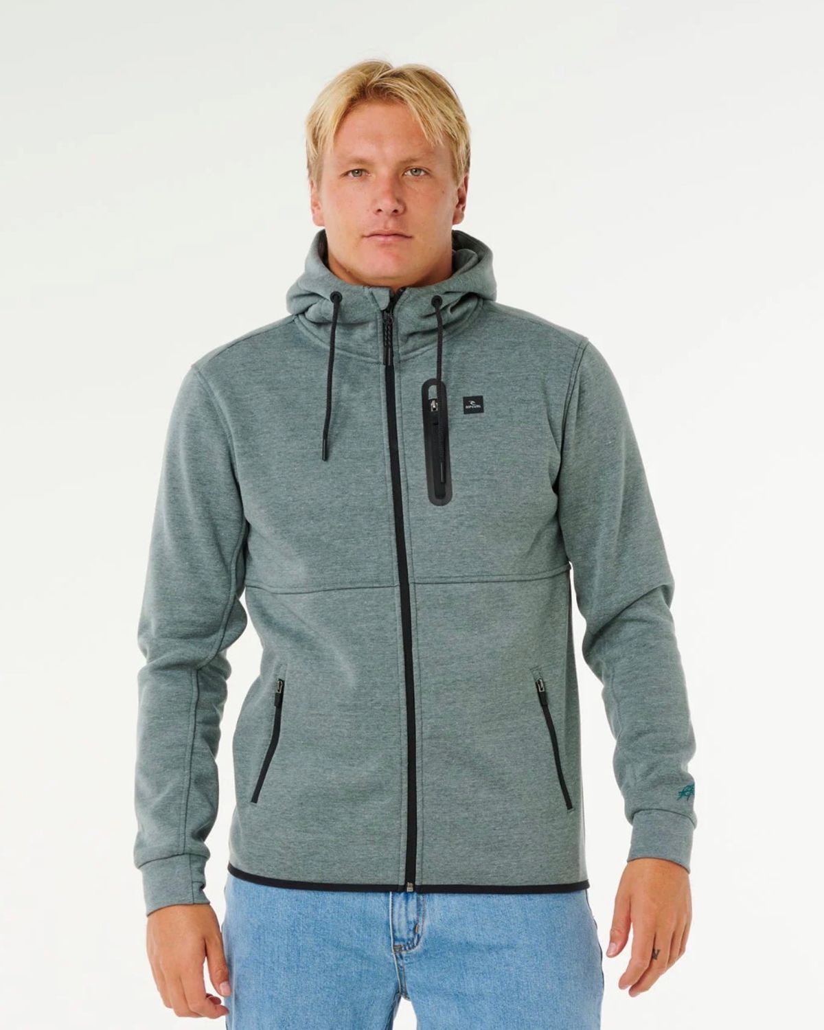 Rip Curl Men Departed Bonded DWR Zip Fleece - Moss