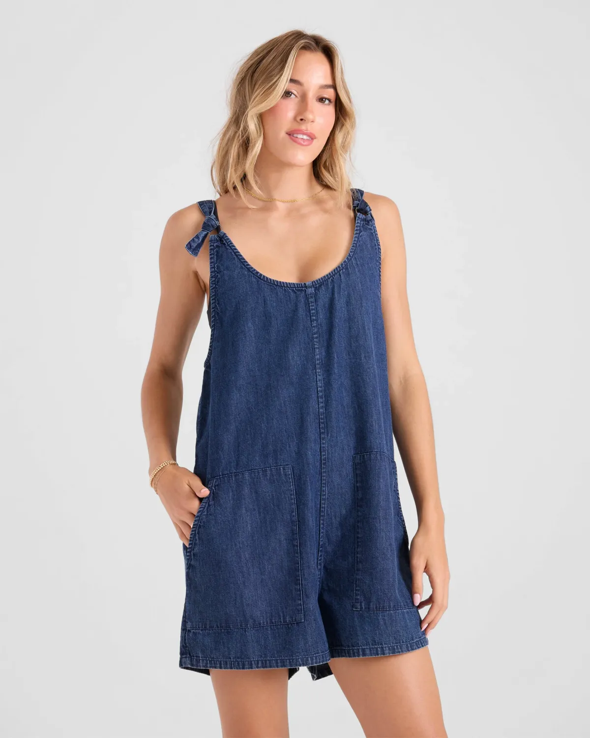 Volcom Lived In Short Romper - Deja Blue