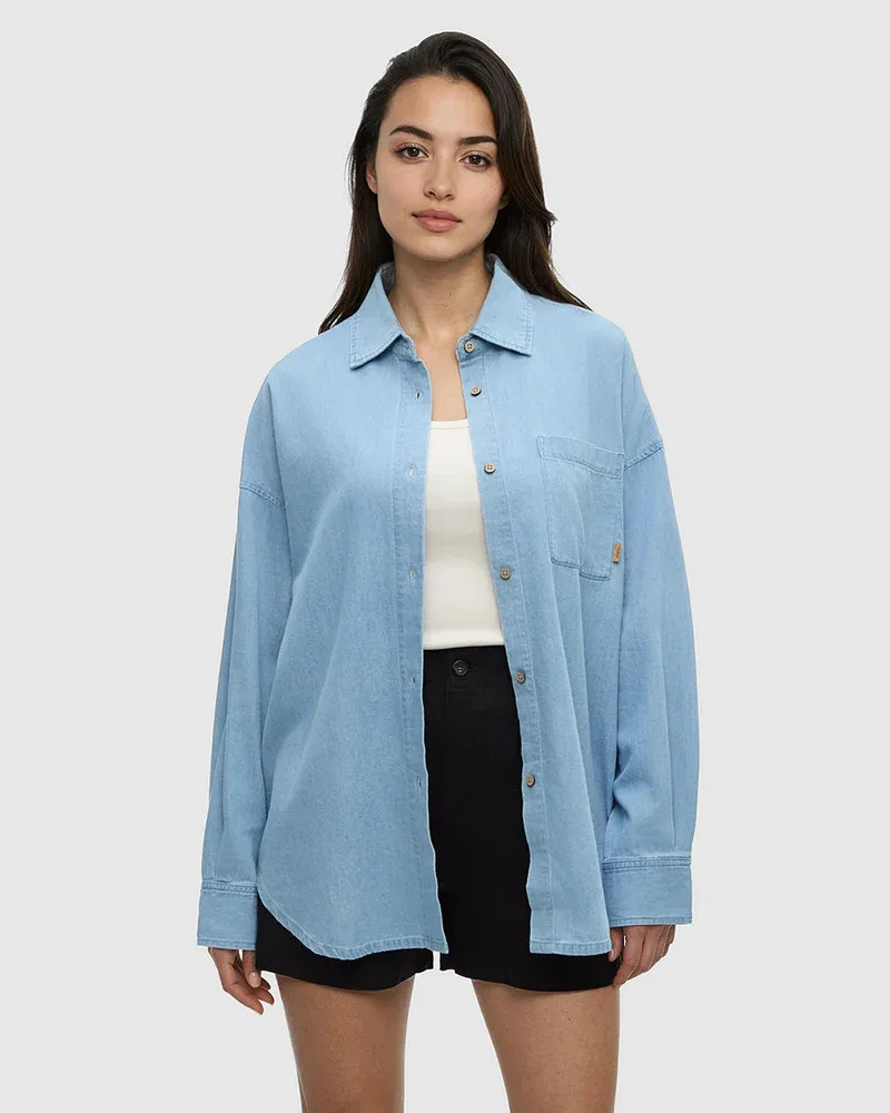 Tentree W Denim West End Shirt - Light Wash