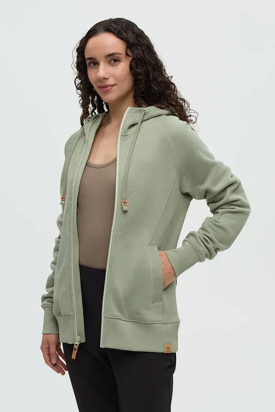 Tentree W Elm Zip Hoodie - Light Moss