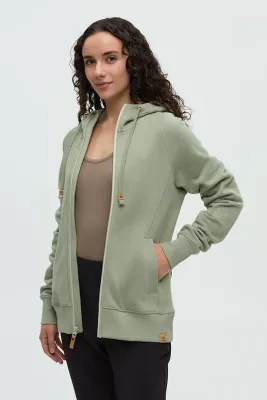 Tentree W Elm Zip Hoodie - Light Moss