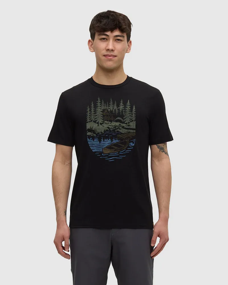 Tentree Men Getaway T-Shirt - Black/Moss