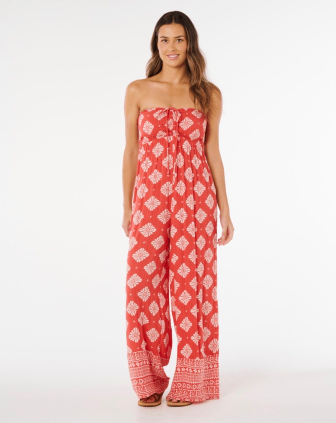 Rip Curl Ventura Shirred Jumpsuit - Red