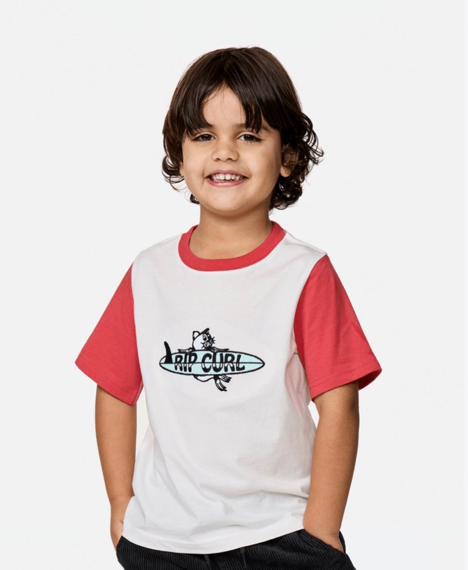 Rip Curl Boy Surf Check Art Tee - Bone