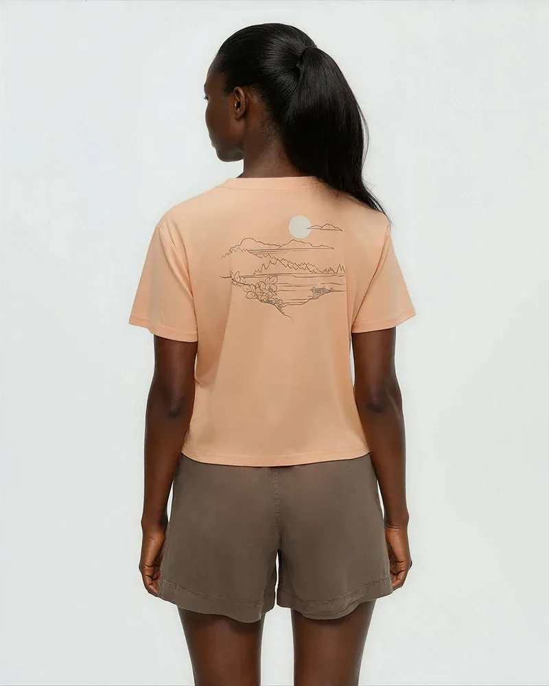 Tentree W Wild Rose Lake Crop Tee - Orange Sherbert