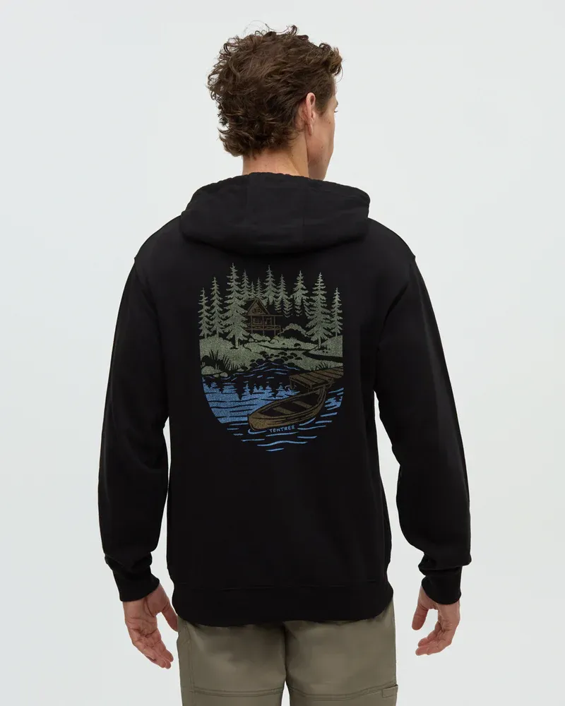 Tentree M Getaway Relaxed Hood - Black/Moss