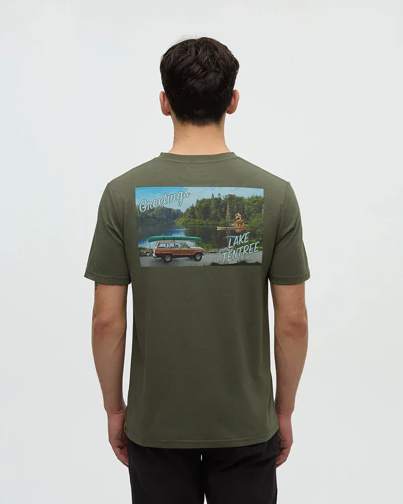 Tentree Men Lake Tee - Deep Olive / Lake Day
