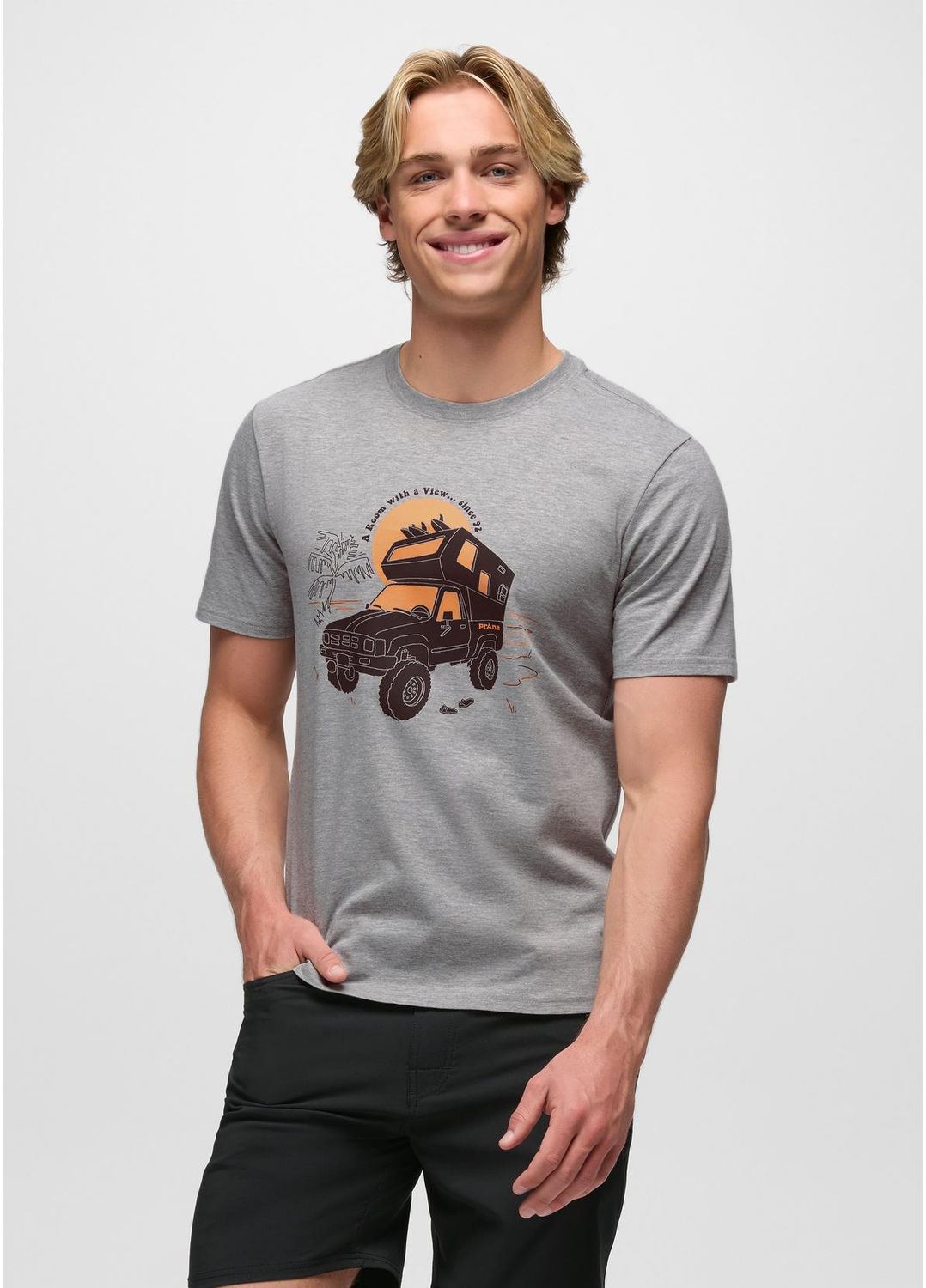 Prana Men Beach Livin SS Tee - Hthr Grey