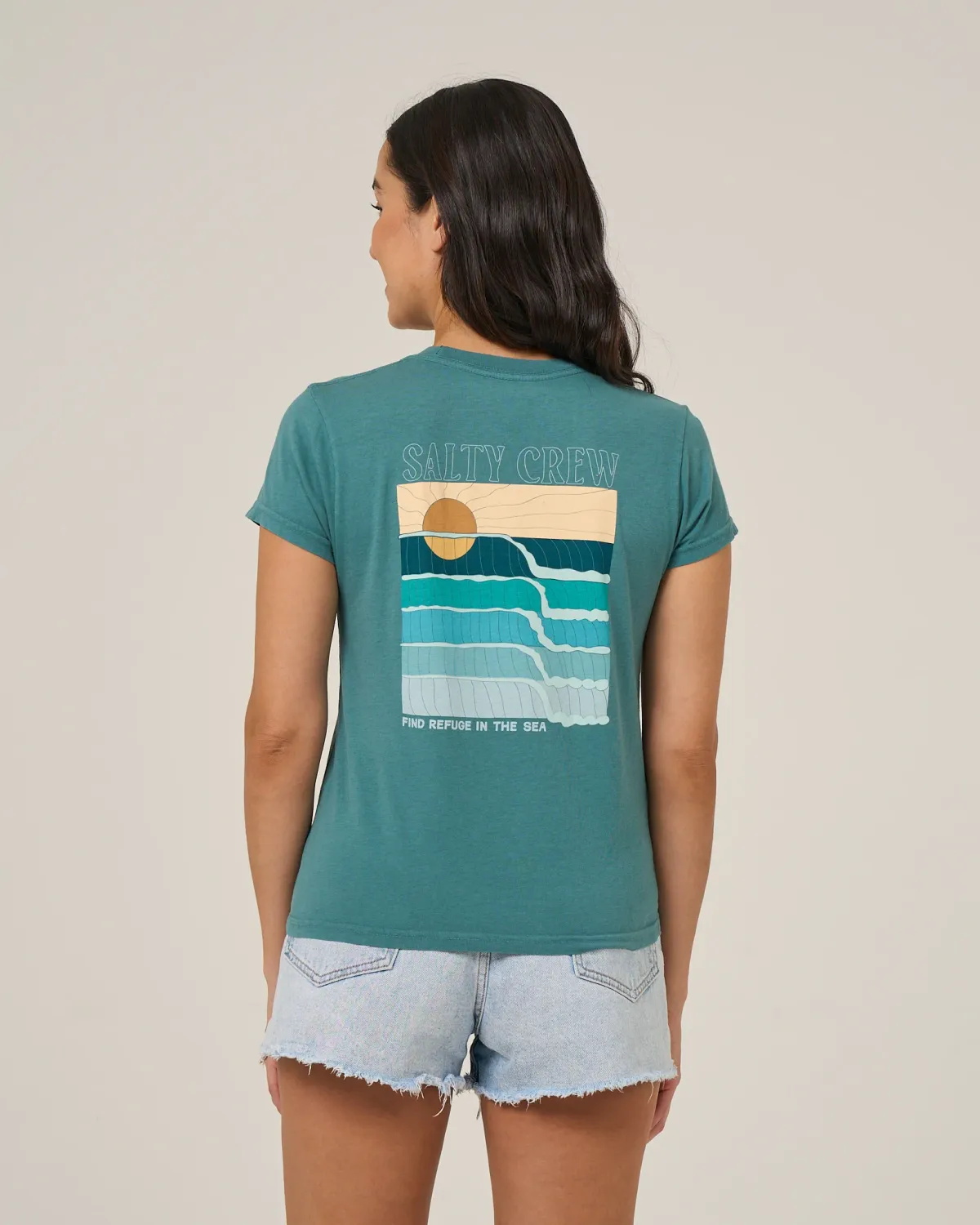 Salty Crew Women Retro Wave Modern Tee - Teal