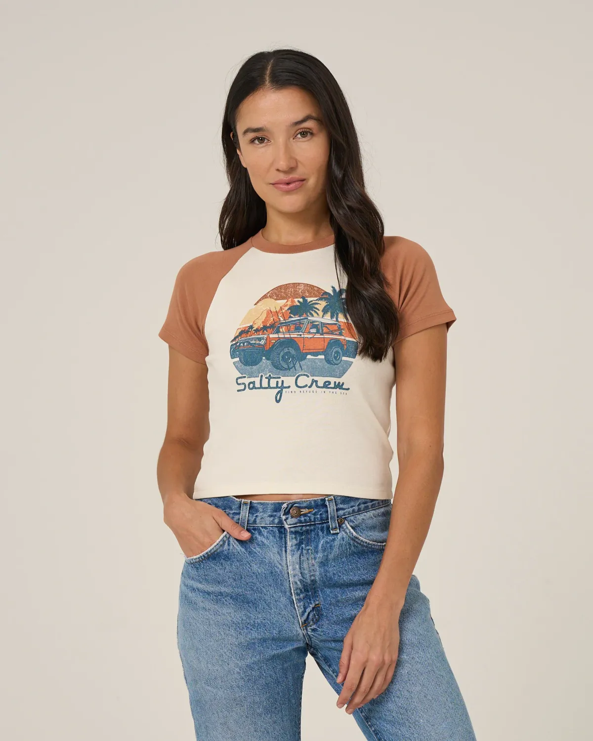 Salty Crew Women Drive To Sea Raglan - Mocha