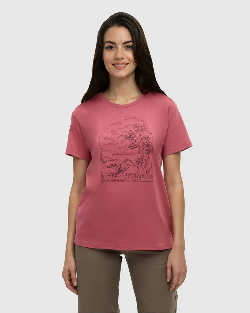 Tentree Women Clifftop T-Shirt - Rosewood