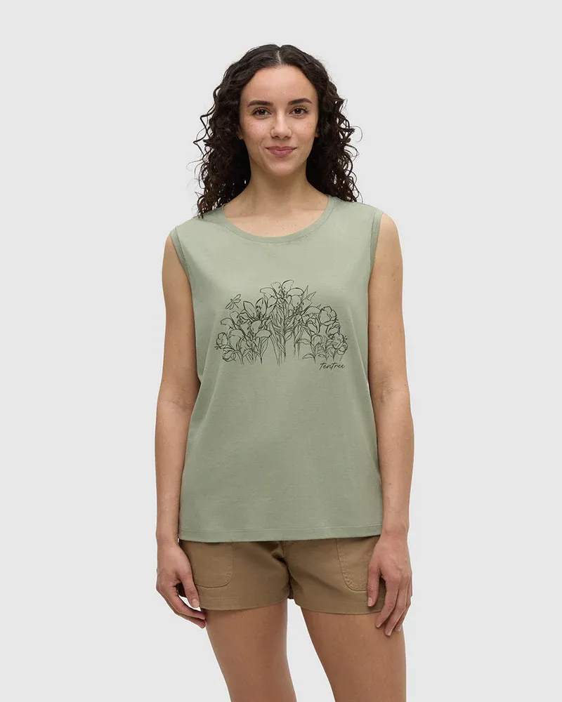 Tentree Women Lakeside Florals Tank - Light Moss