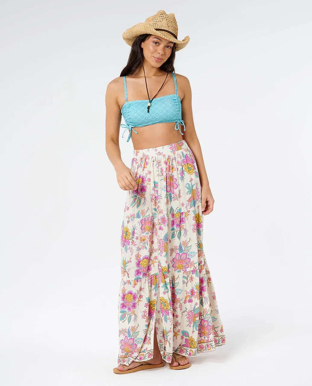 Rip Curl Half Moon Bay Button Thru Maxi Skirt - Multico