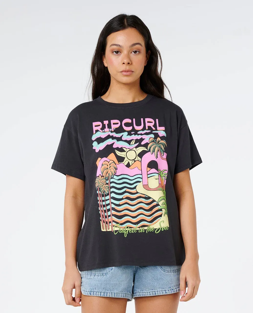 Rip Curl Half Moon Bay Relaxed Tee - Washed Black