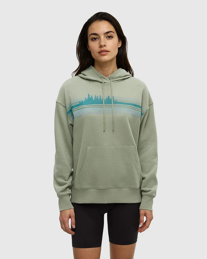 Tentree Women’s  Retro Treeline Hoodie-Light Moss