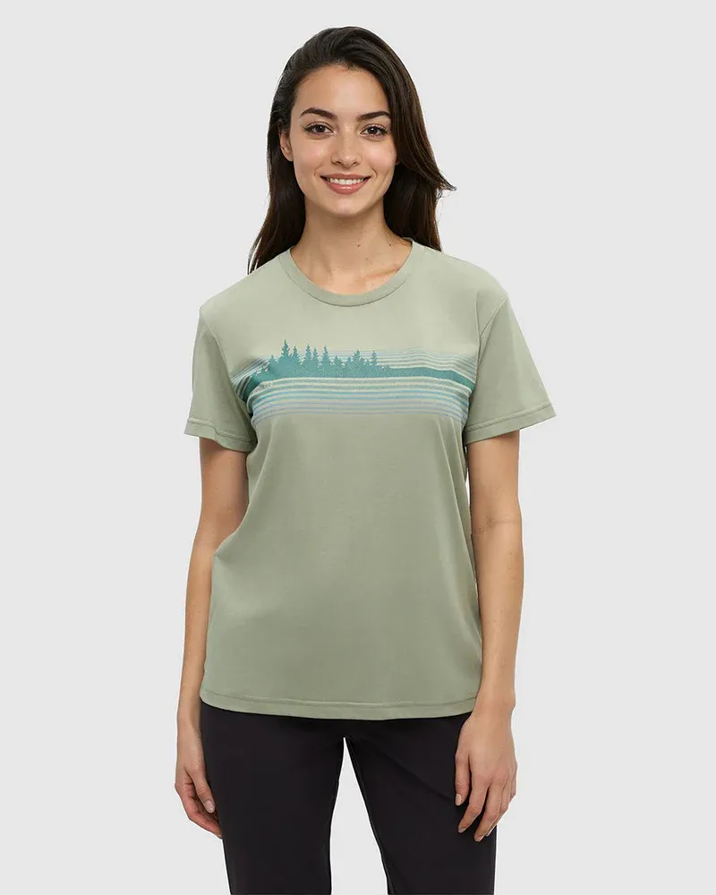 Tentree Women’s Retro Treeline Tee-Light Moss