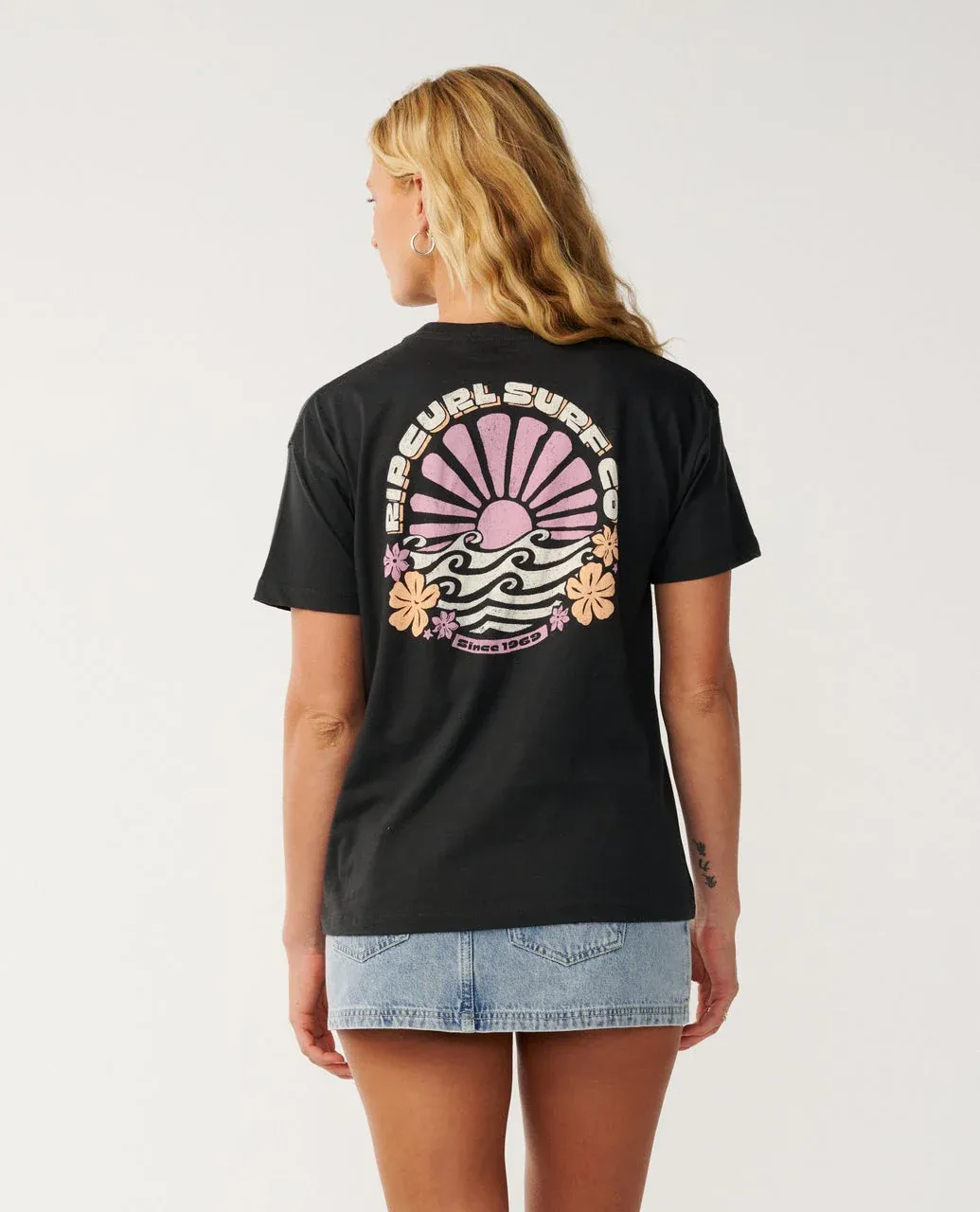 Rip Curl Party Wave Relaxed Tee Washed Blk
