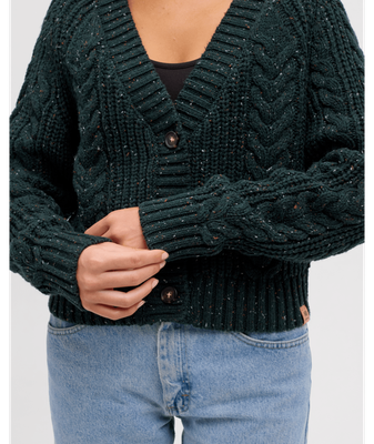 Tentree W Stillwater Fleck Cardi -  Dark Forest