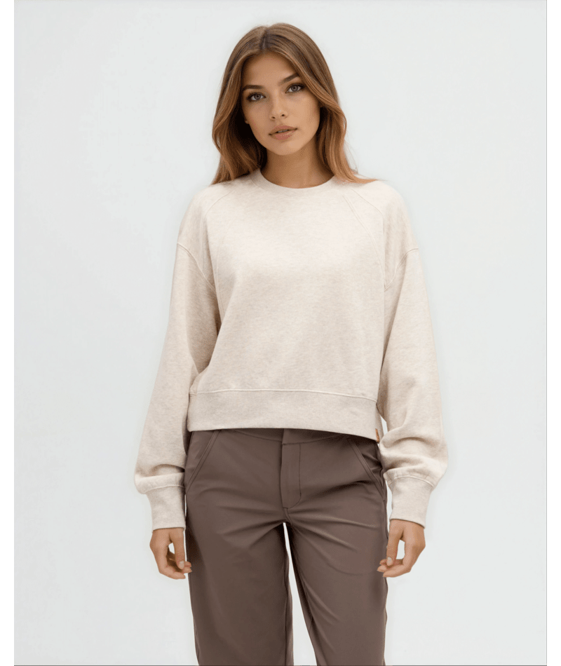 Tentree W Bluffs Cropped Crew - Pale Oak