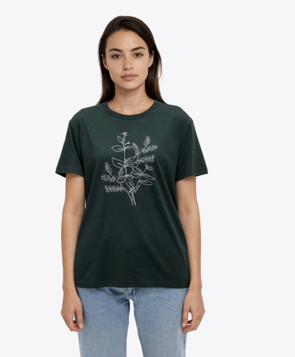 Tentree W Autumn Flora T-shirt - ForestGreen/Grey