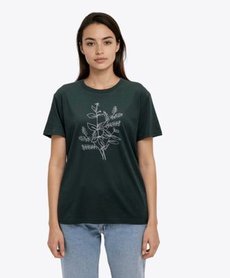 Tentree W Autumn Flora T-shirt - ForestGreen/Grey
