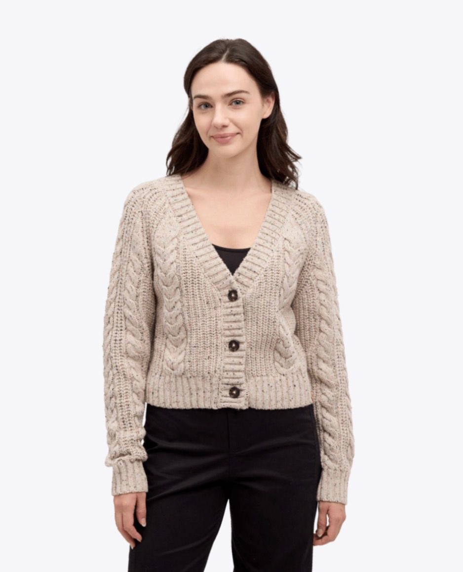 Tentree W Stillwater Fleck Cardigan - Pale Oak