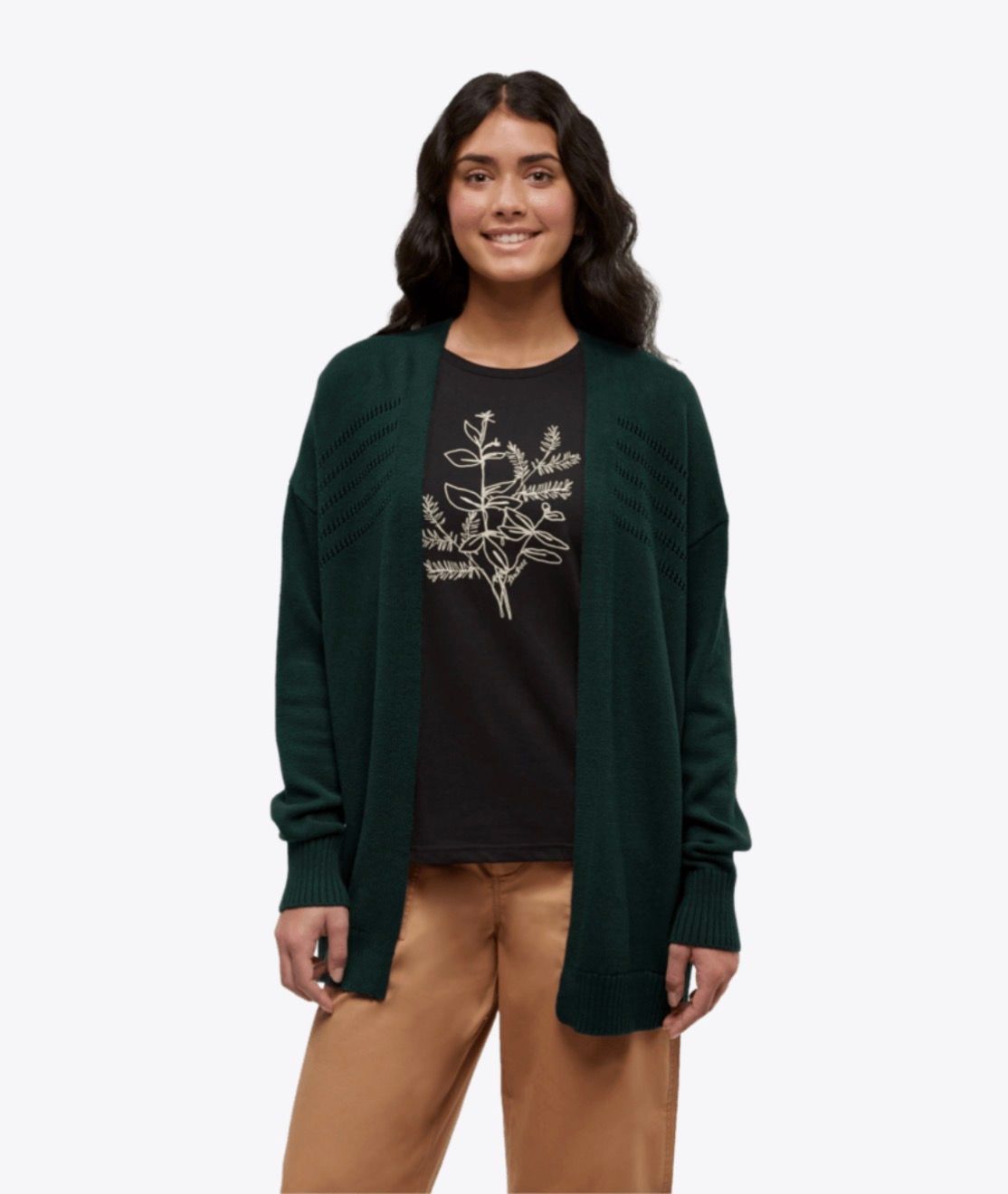 Tentree W Prairies Cardigan - Dk Forest Green