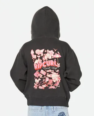 Rip Curl Girl Road Trip Zip Hood - Washed Black