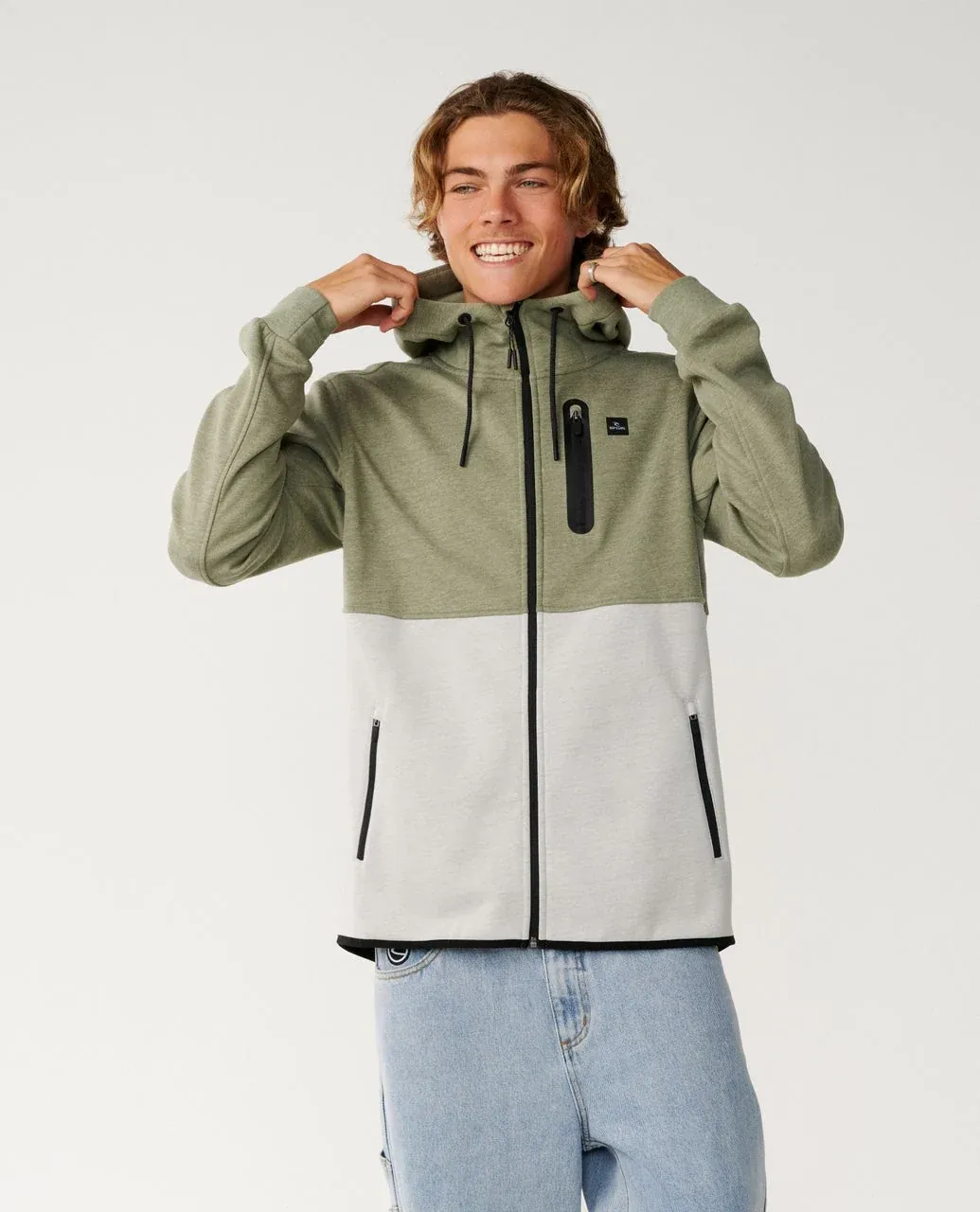 Rip Curl Men Departed Bonded DWR Zip Fleece - Green