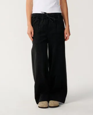 Rip Curl Women Bossa Nova Twill Wide Leg Pant - Washed Black