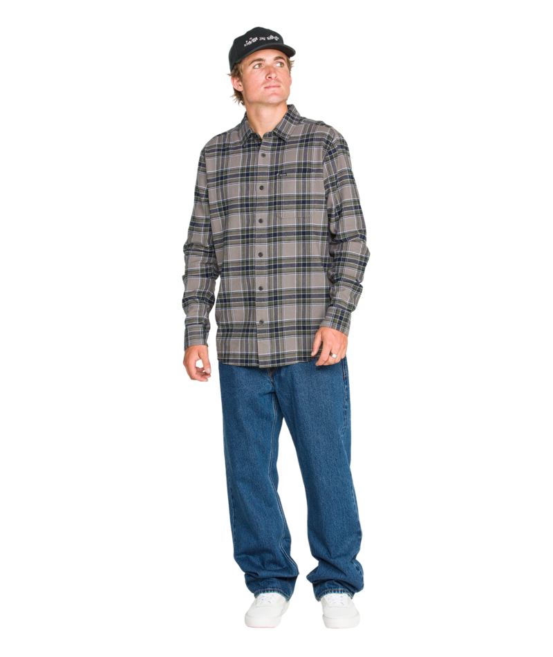Volcom Men's Caden Plaid LS - PEW