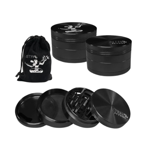 STR8 RYPR 4pc 75mm Aluminum Grinder, Color: Black