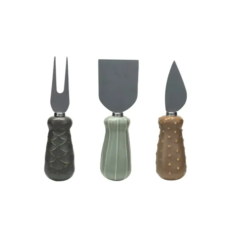 DF9258 Stainless Steel Cheese Utensils with Stoneware Handle