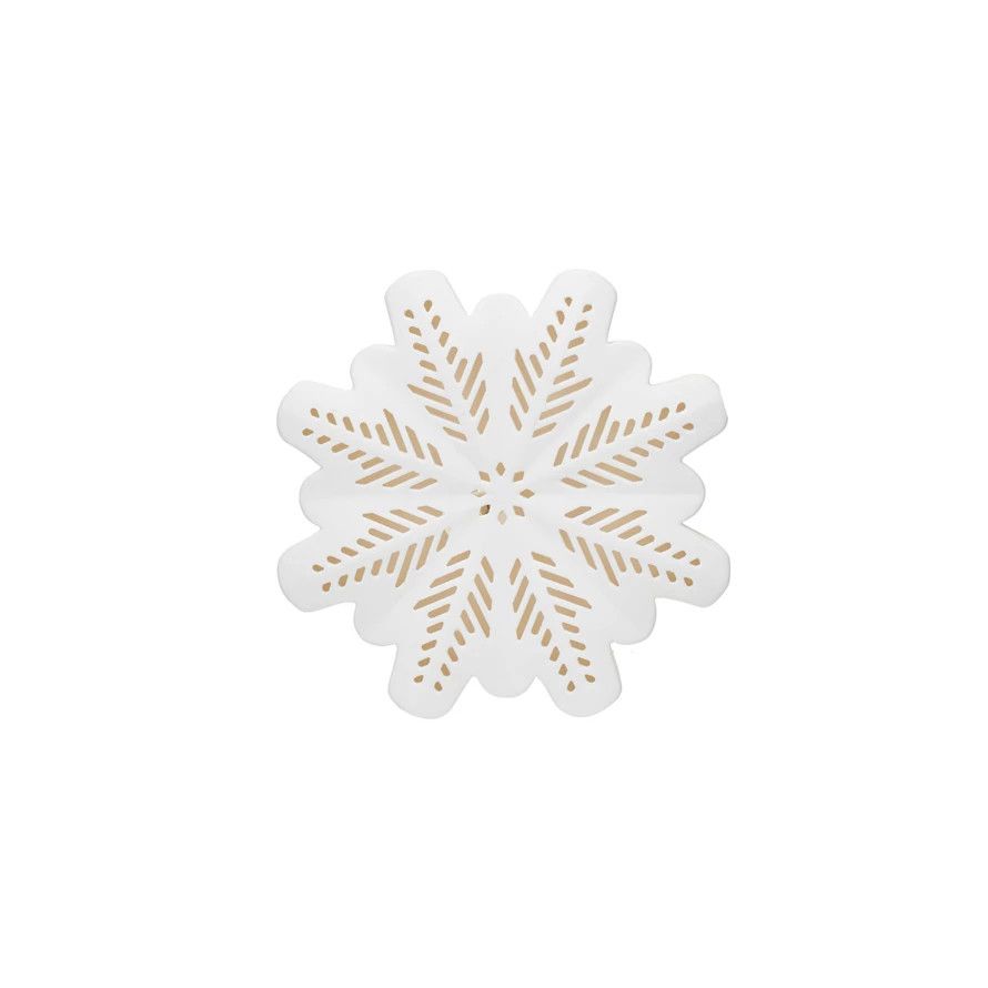 XS6098 Stoneware Bisque LED Snowflake with Cut-Outs