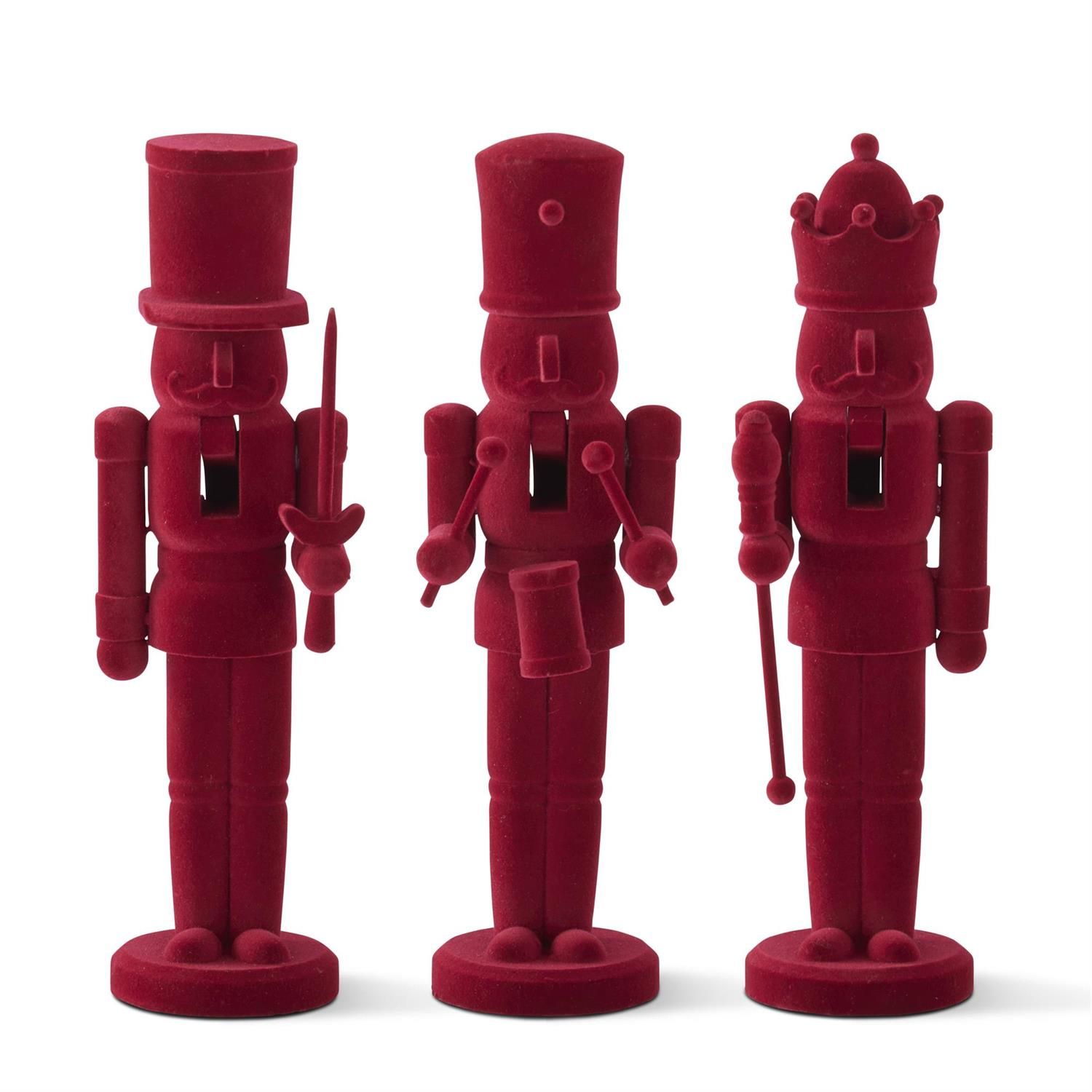 55601A-RD Wood Burgundy Velvet Nutcrackers